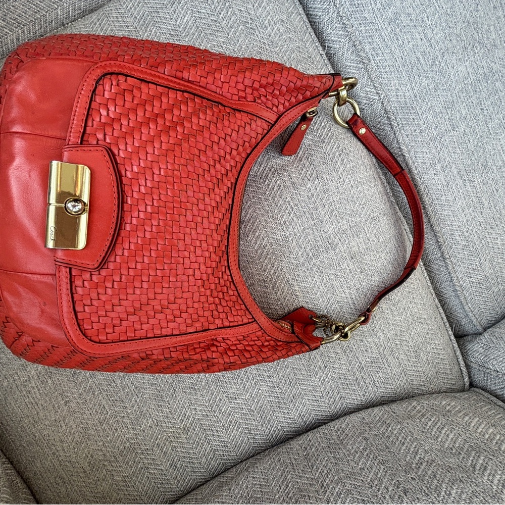 Coach Kristin orange vintage Woven Leather Shoulder Bag - Picture 3 of 9